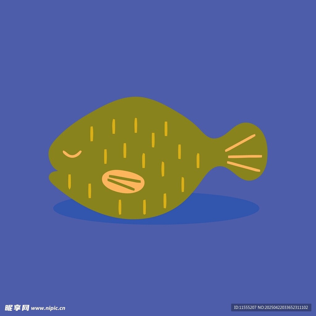 卡通绿色小鱼插画