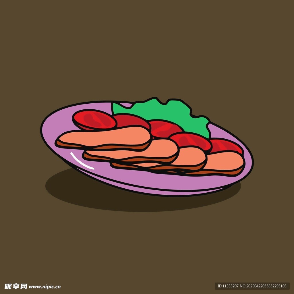 卡通风格的美味肉片摆盘