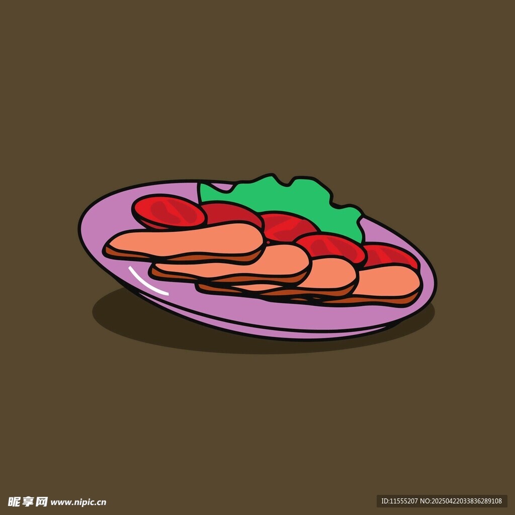 卡通风格的美味食物拼盘