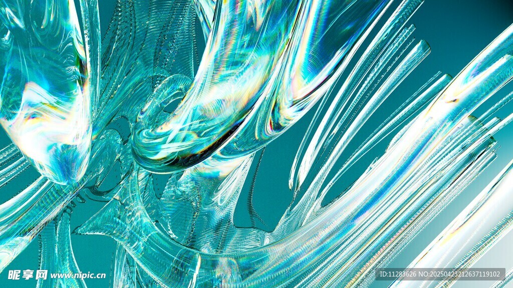 梦幻蓝调抽象流体艺术