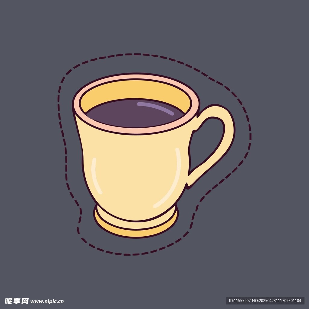 黄色咖啡杯插画图案