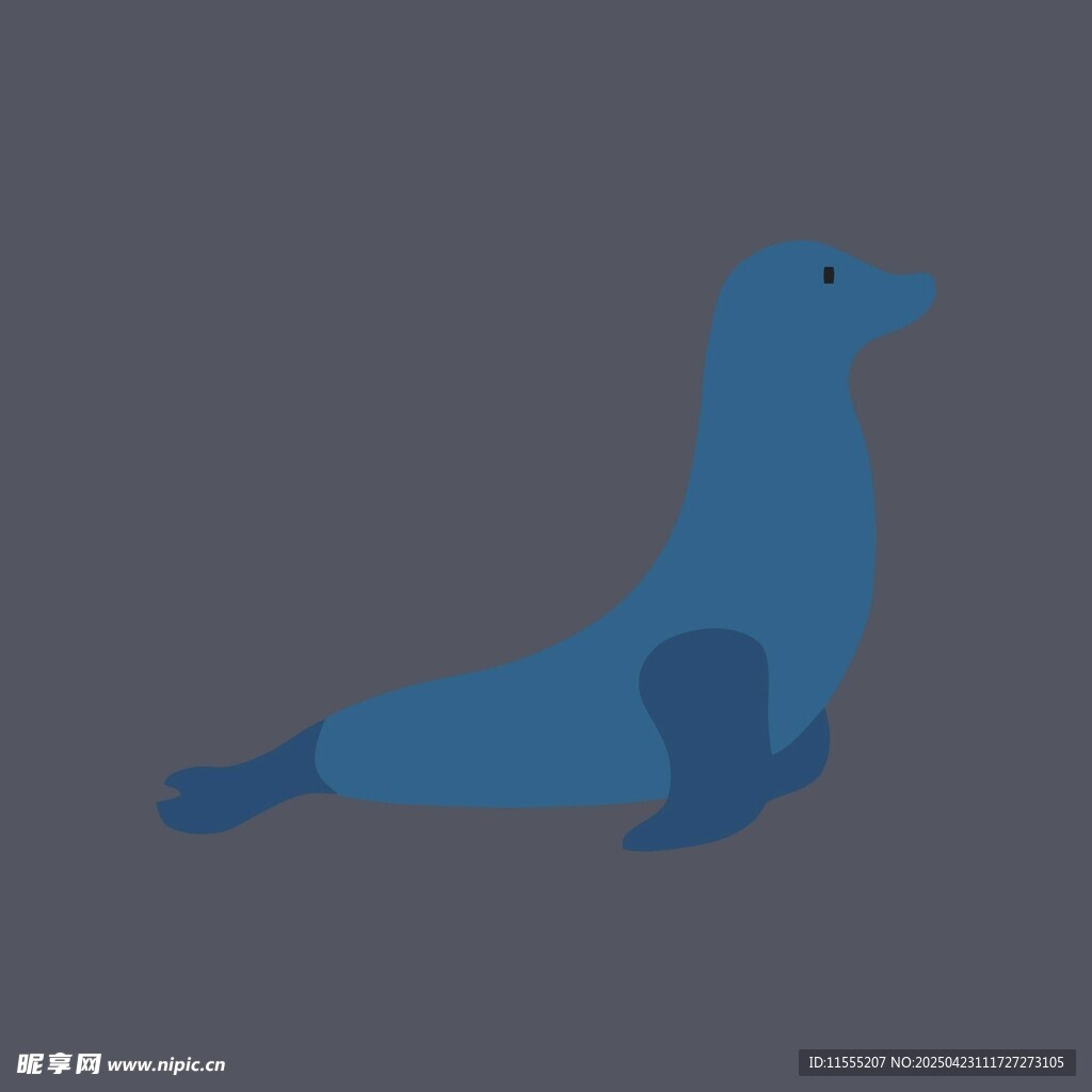 蓝色海豹插画形象