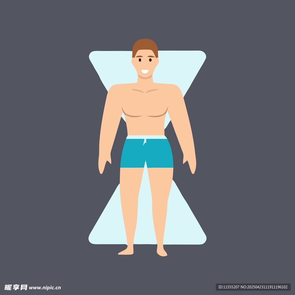 男士躺卧在独特形状垫子上