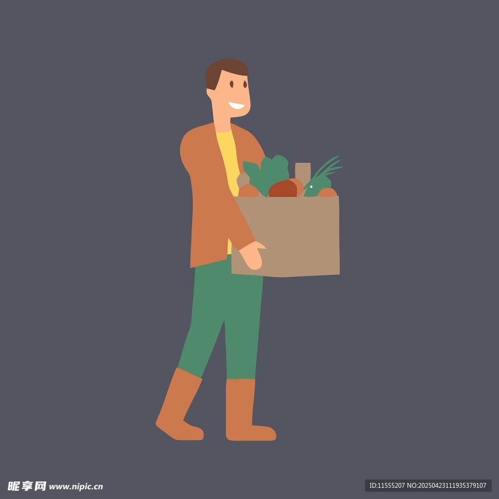 男子手持纸箱搬运货物