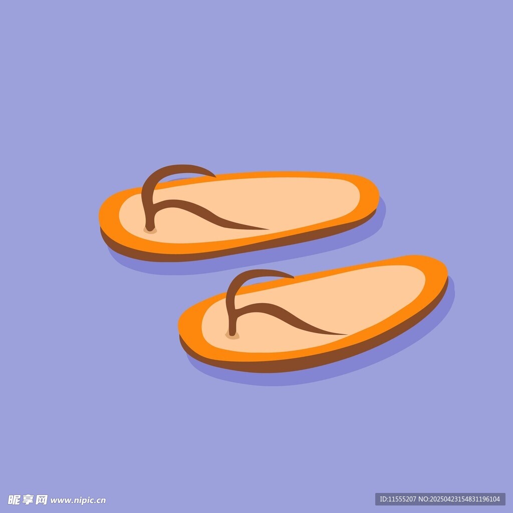 简约风格橙色人字拖