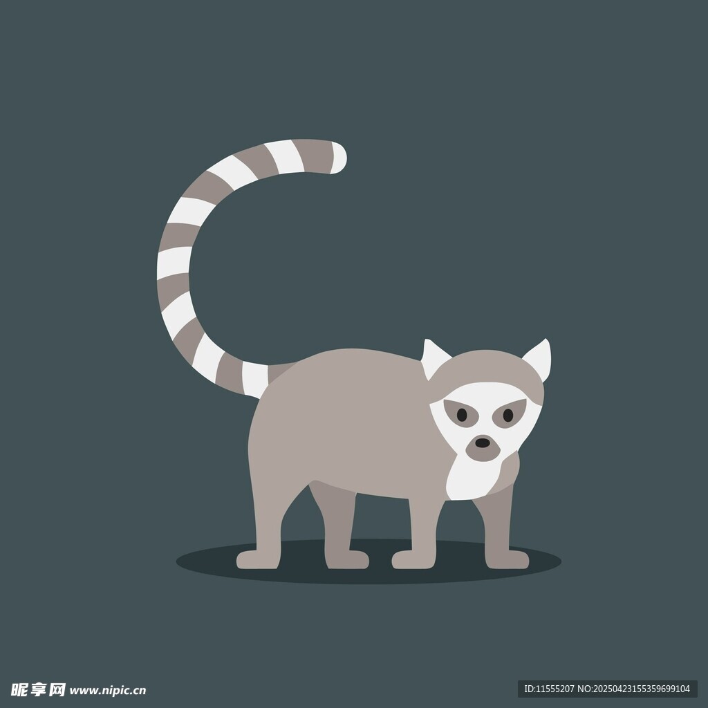 可爱条纹尾巴的卡通猫