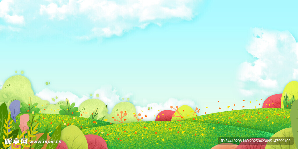 春日田园风光插画