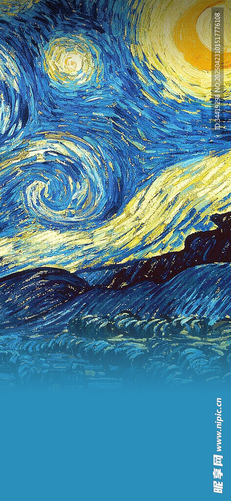 星空下的蓝色海洋景观