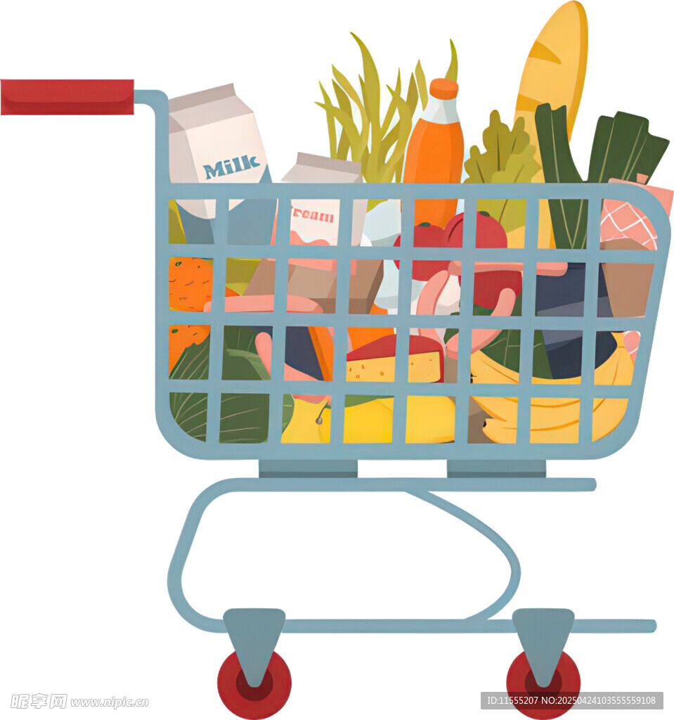 满载食品的购物车