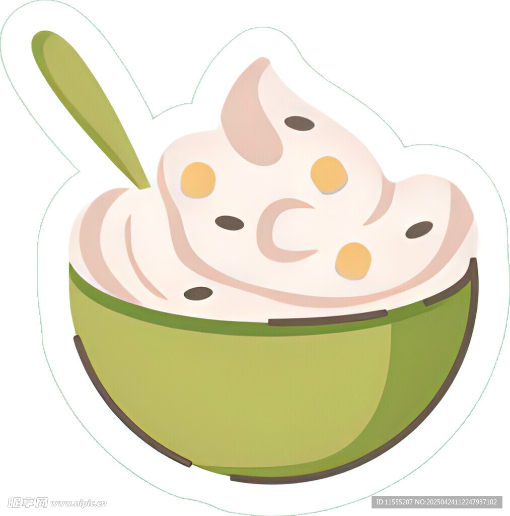 绿色碗装美味奶油冰淇淋