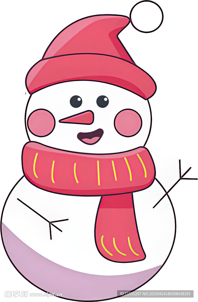 戴帽围巾的可爱小雪人