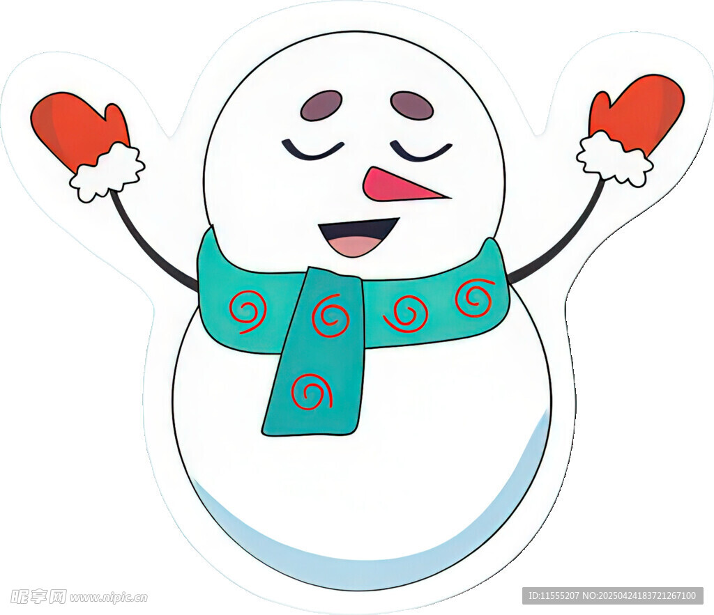 可爱微笑雪人插画