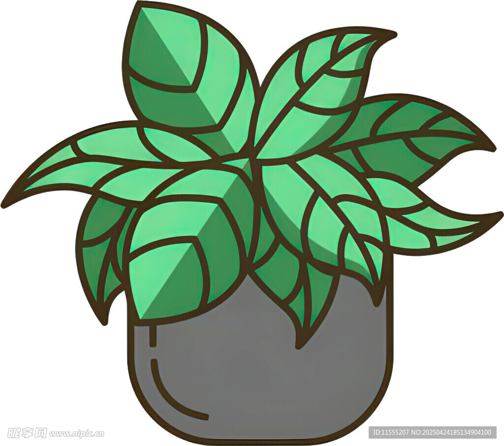 卡通绿植盆栽插画