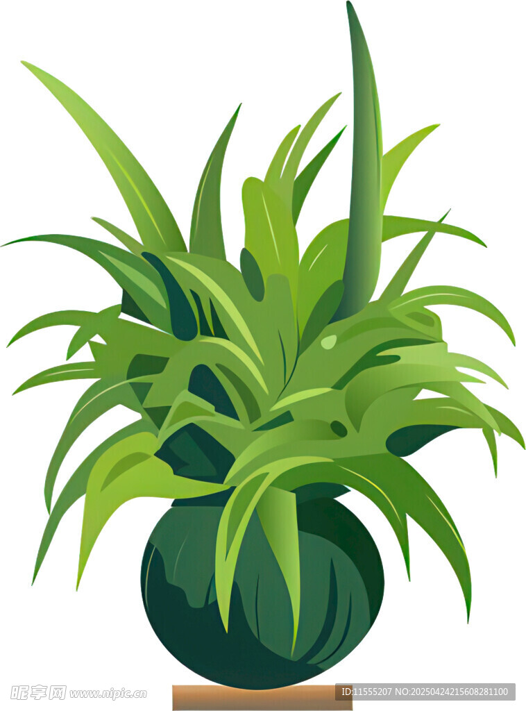 绿色盆栽植物插画展示