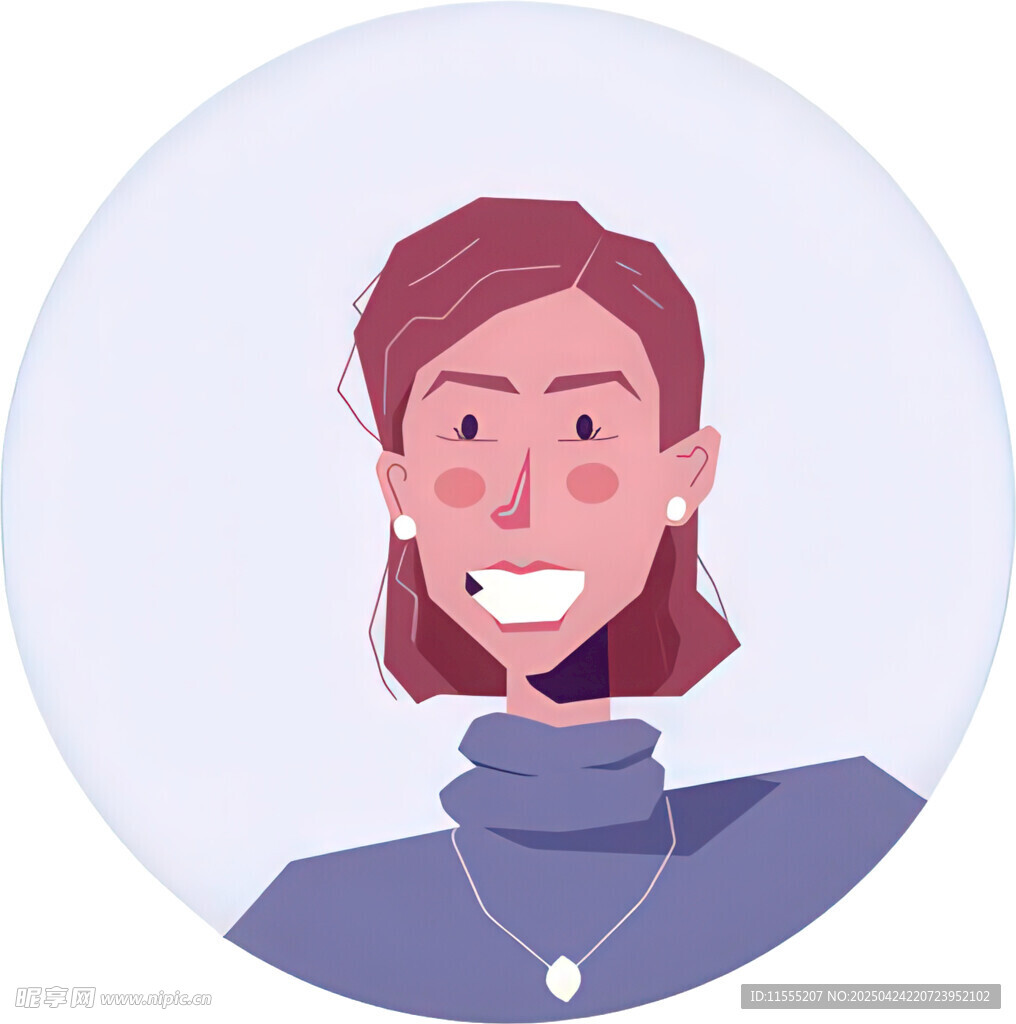 微笑女士头像插画