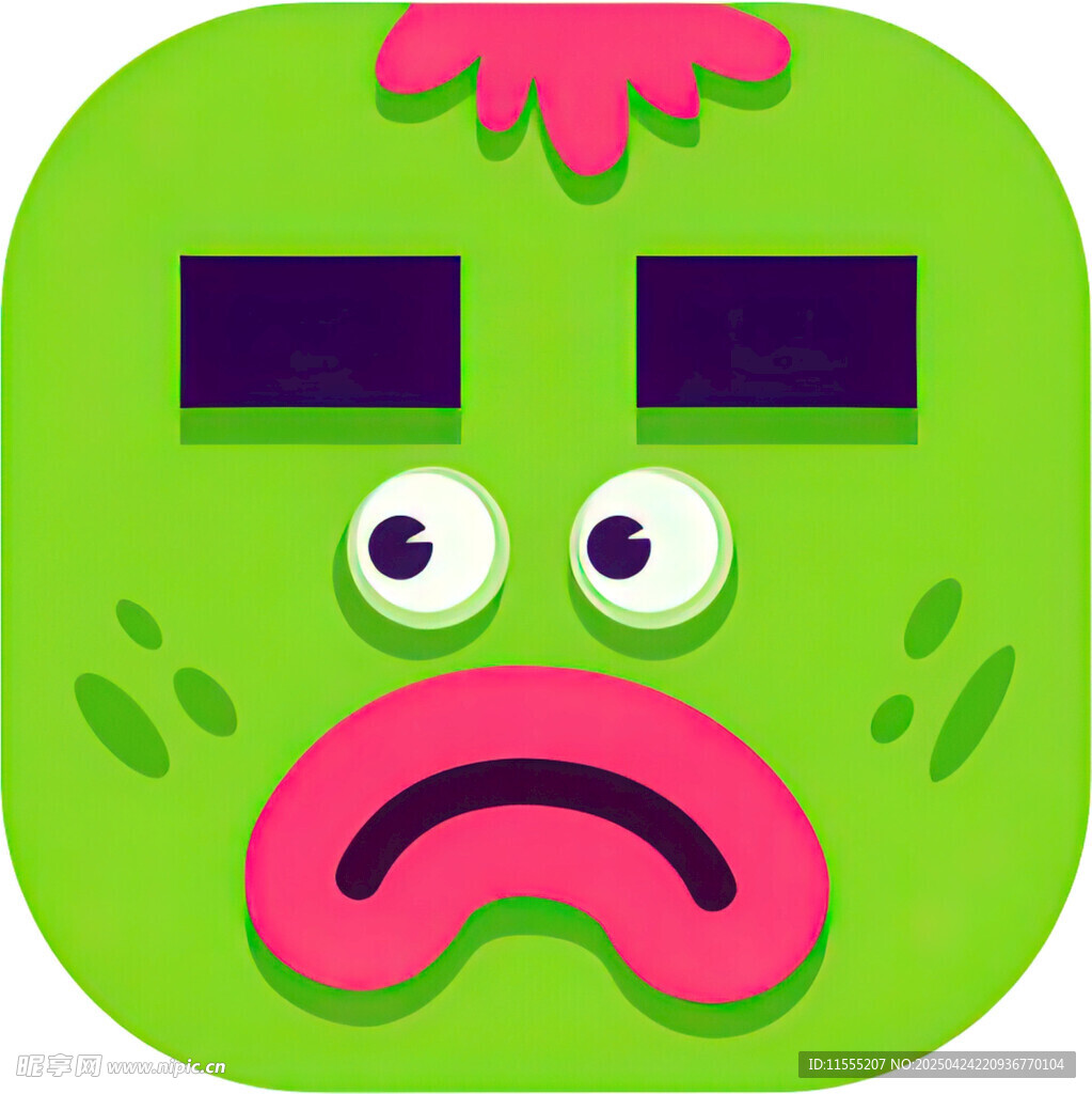 绿色悲伤表情图标