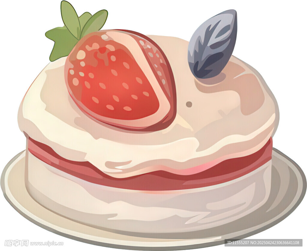 草莓奶油蛋糕插画