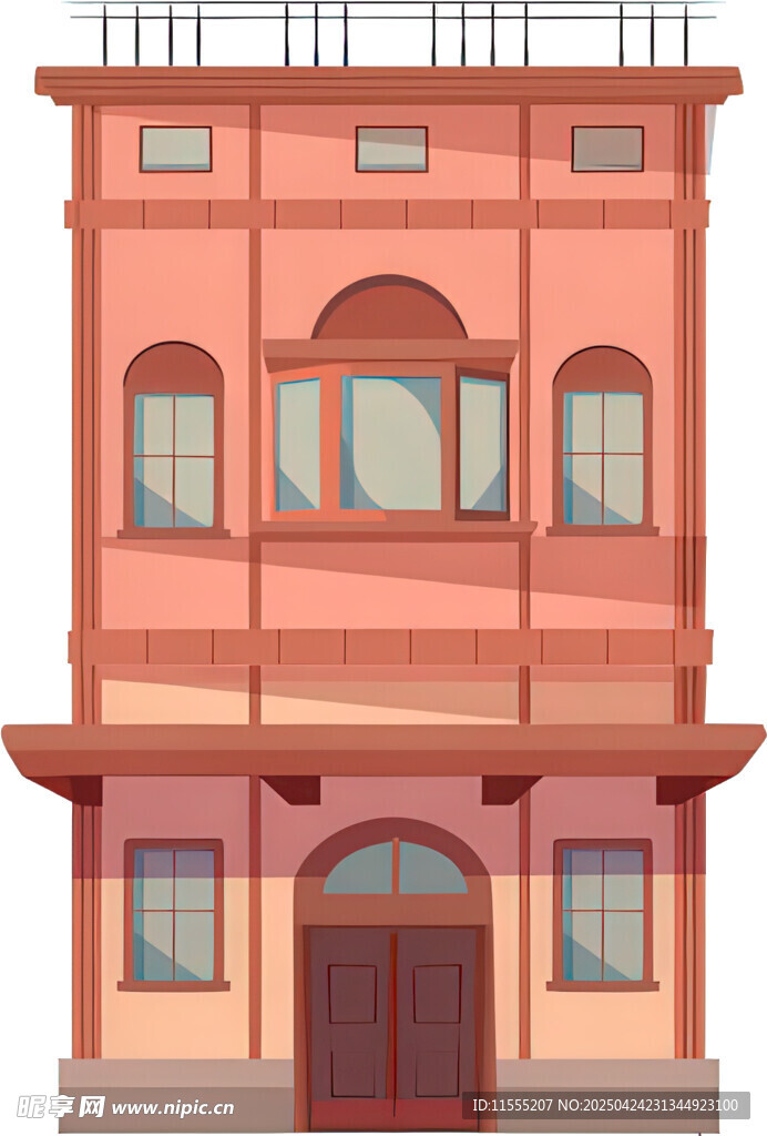 复古风格两层建筑外观