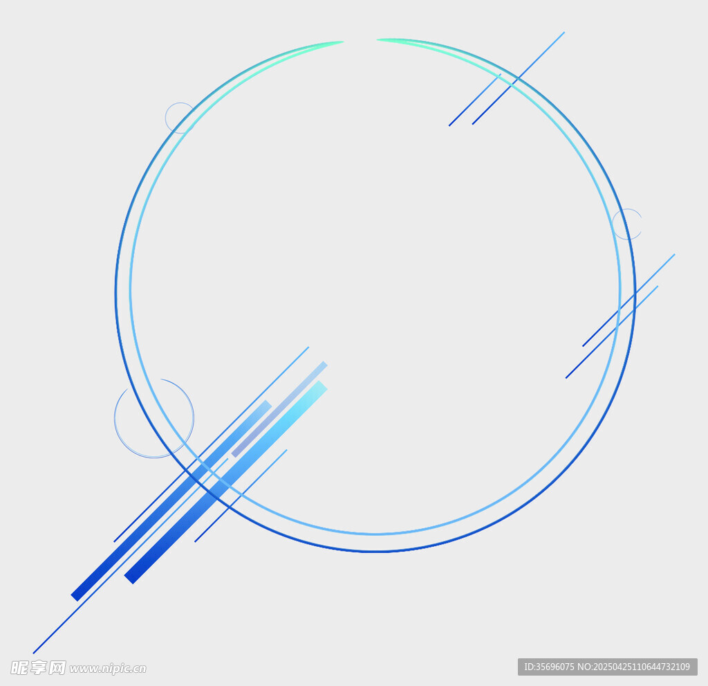 蓝色线条环绕的简约圆形