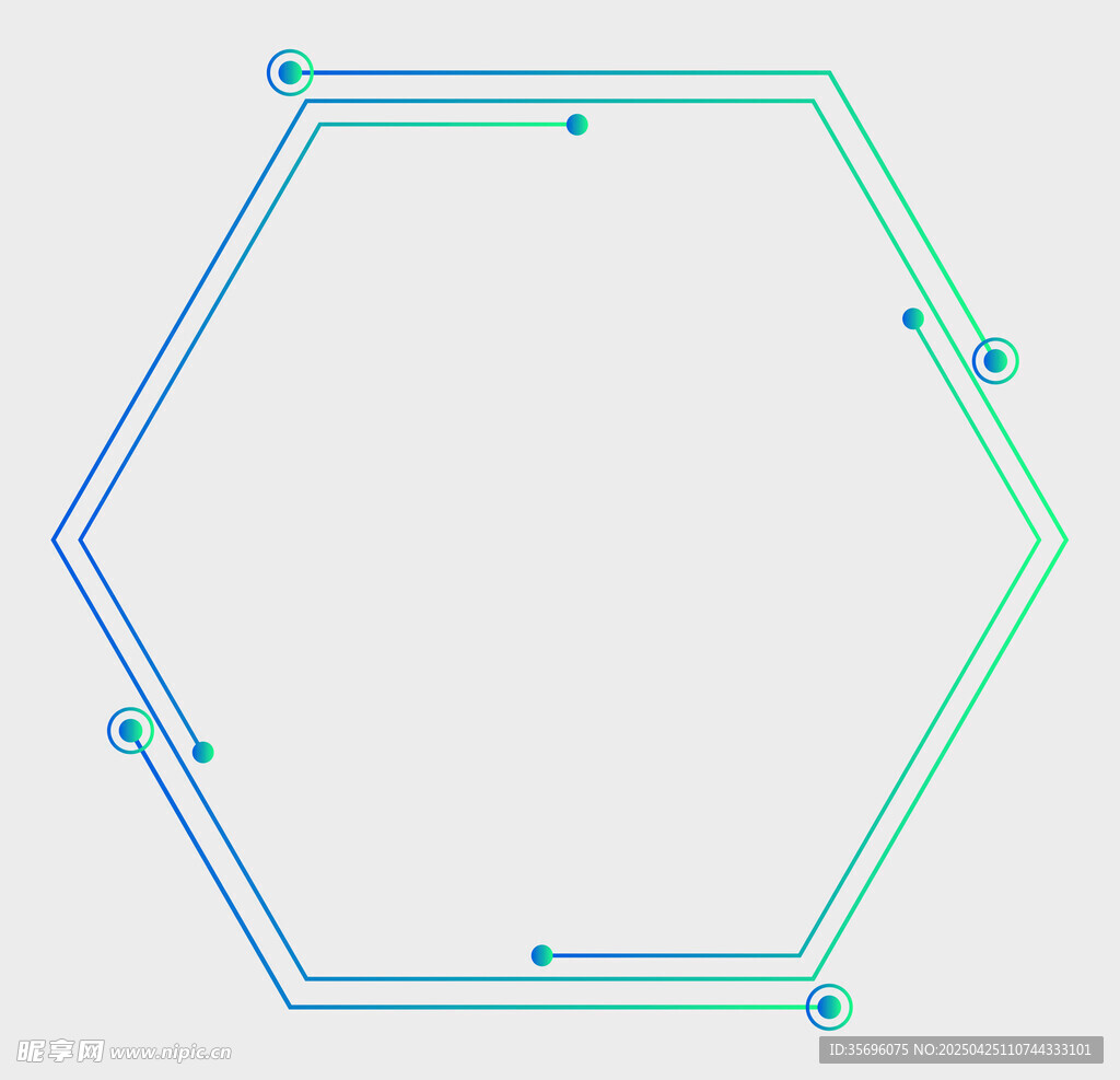 六边形线条边框设计元素