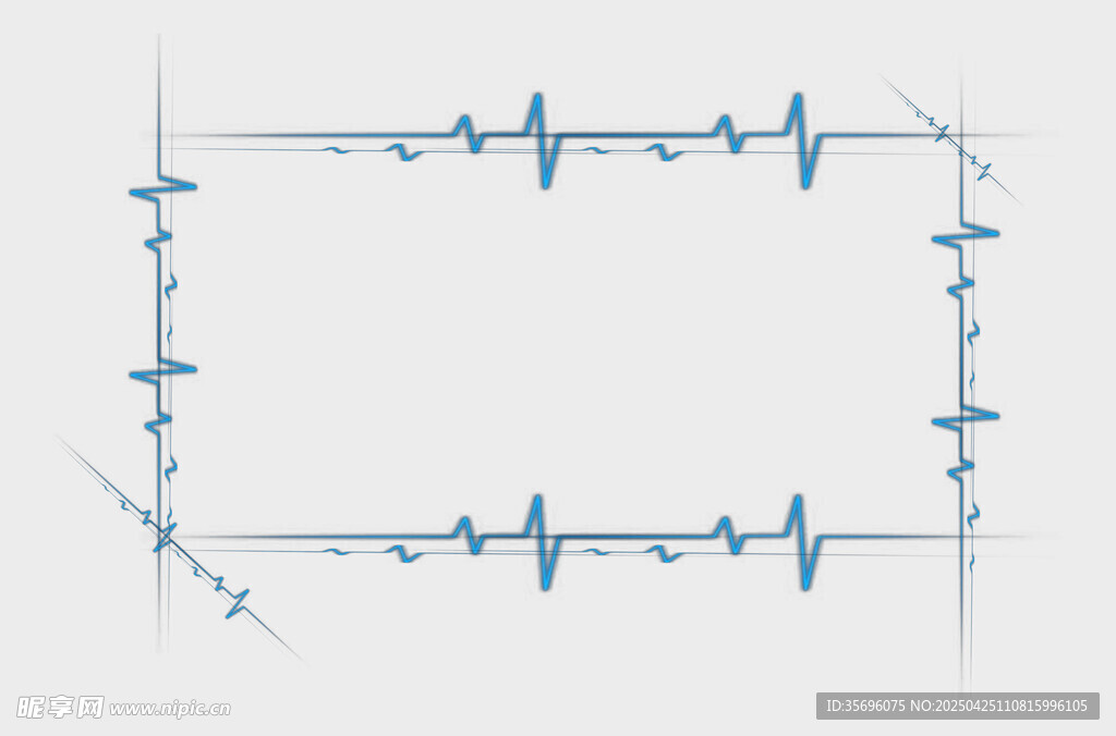 蓝色心电图线条边框图案