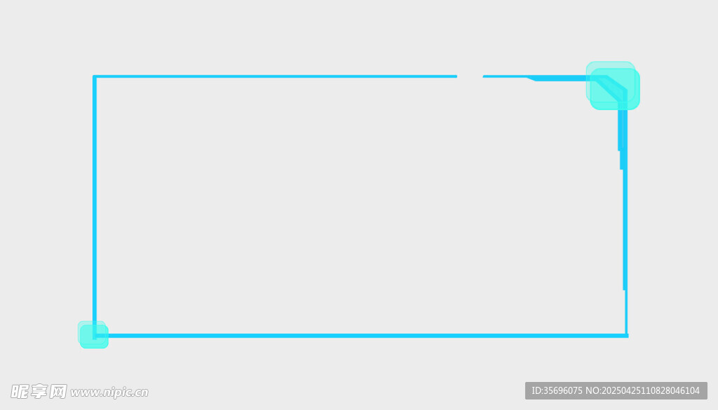 蓝色边框矩形图形元素