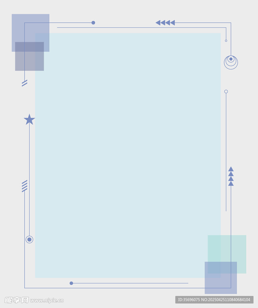 简约蓝色边框矩形设计模板