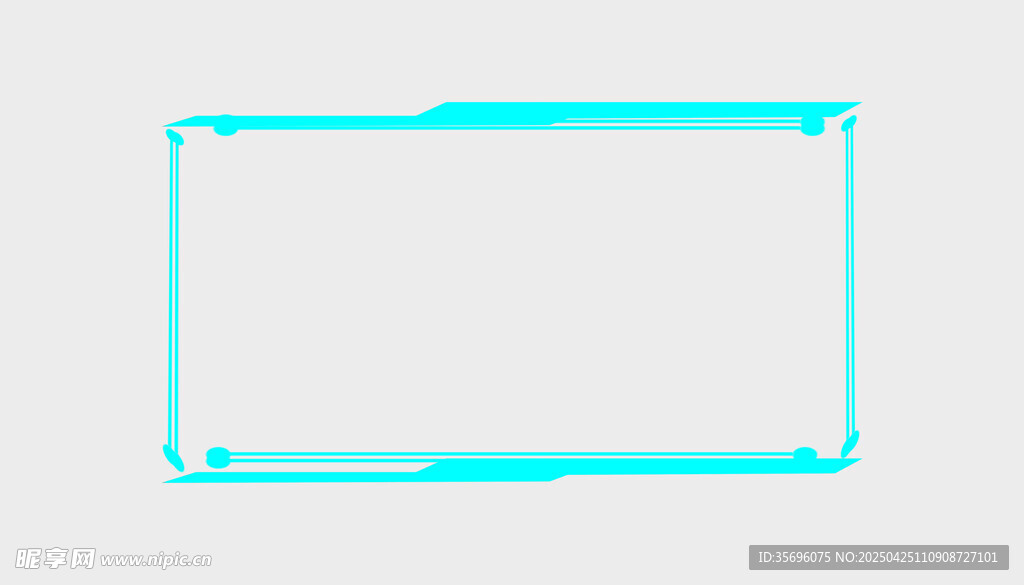 蓝色边框矩形图形元素