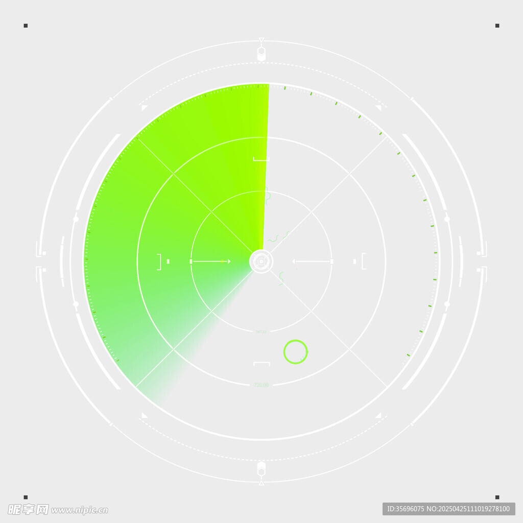 绿色扇形数据图表元素