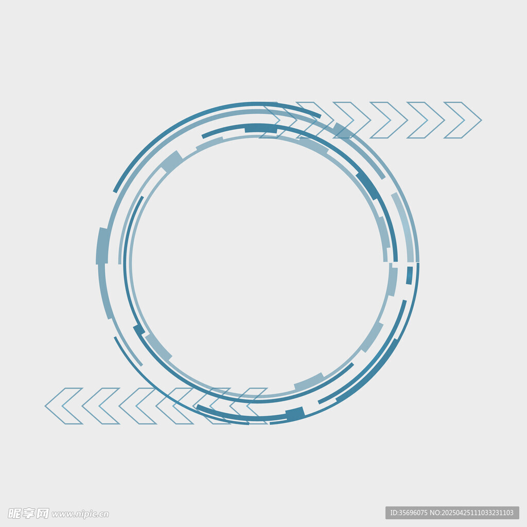 蓝色科技风环形边框元素
