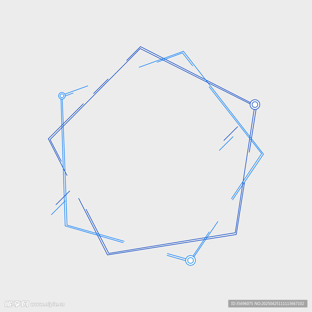 蓝色不规则多边形线条图形