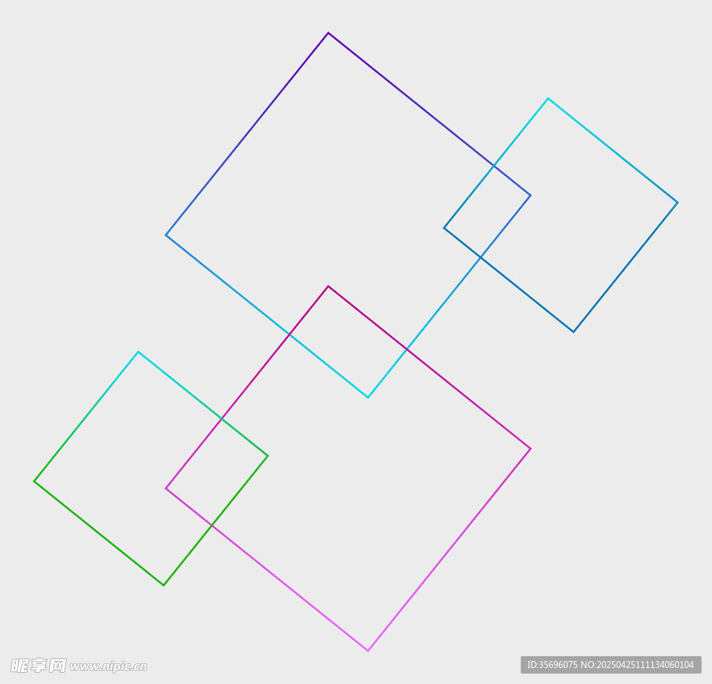 多彩线条重叠几何方块