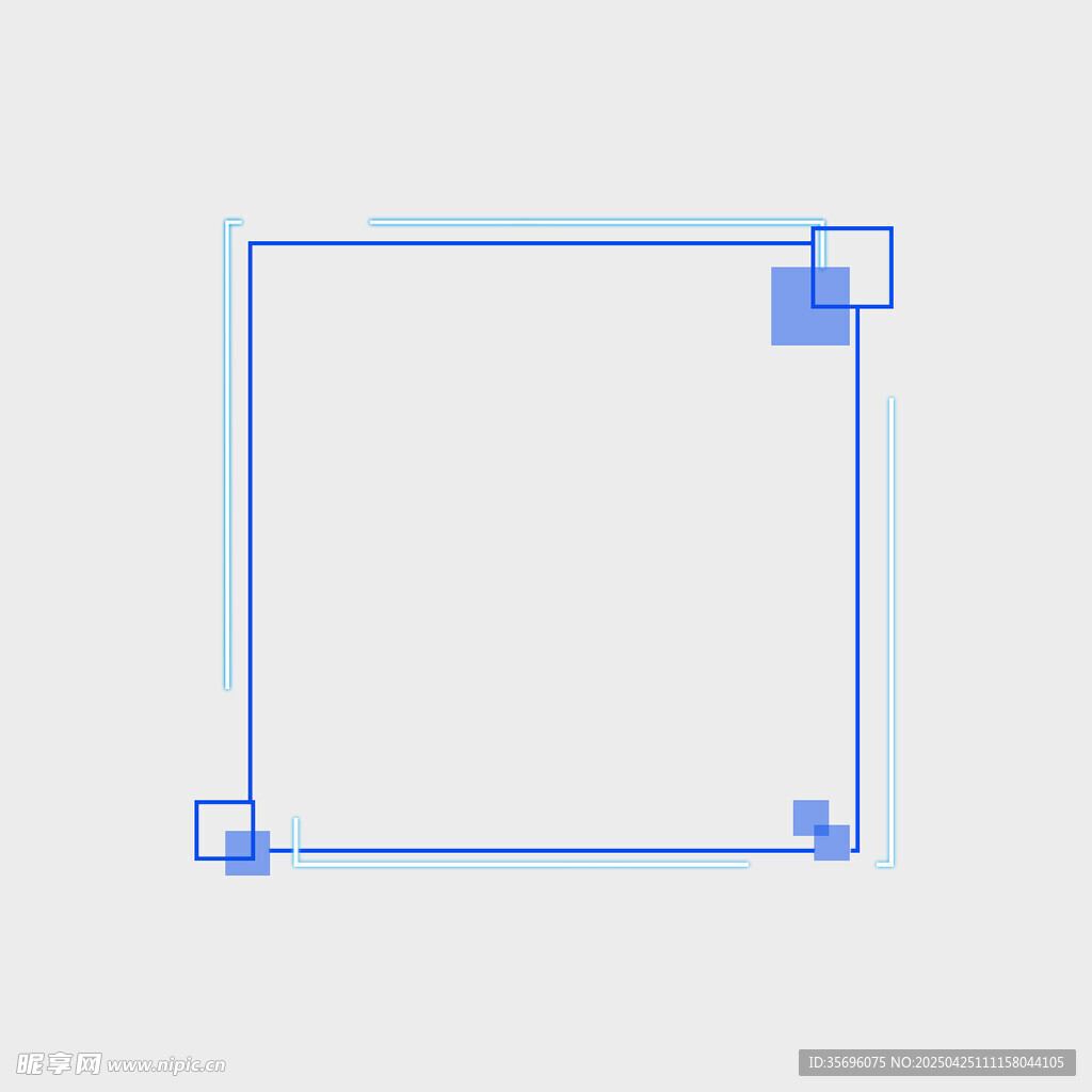 蓝色线条勾勒的方形框架