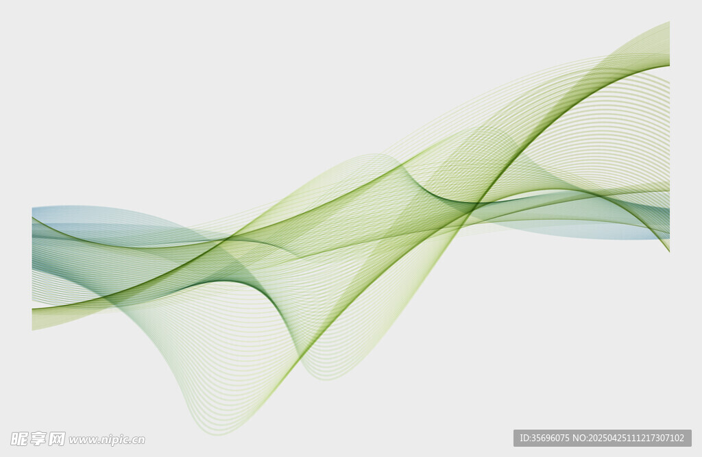 飘逸动感绿色线条背景图