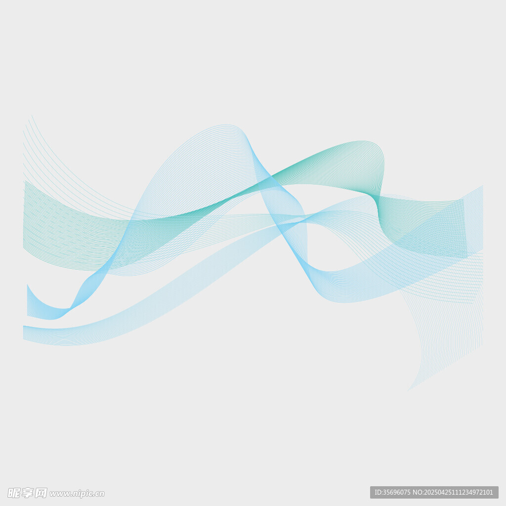 灵动蓝绿渐变波浪线条图