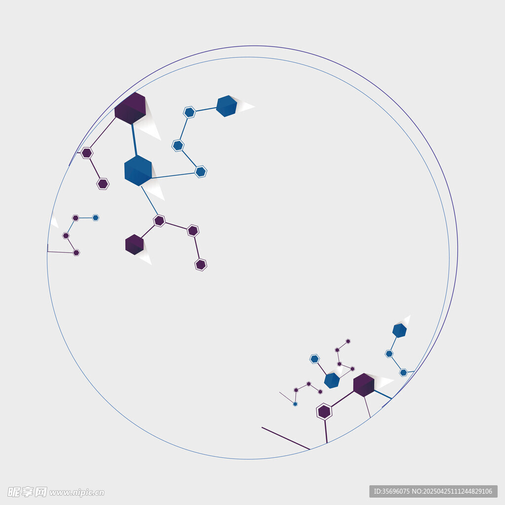 简约分子结构圆形图案
