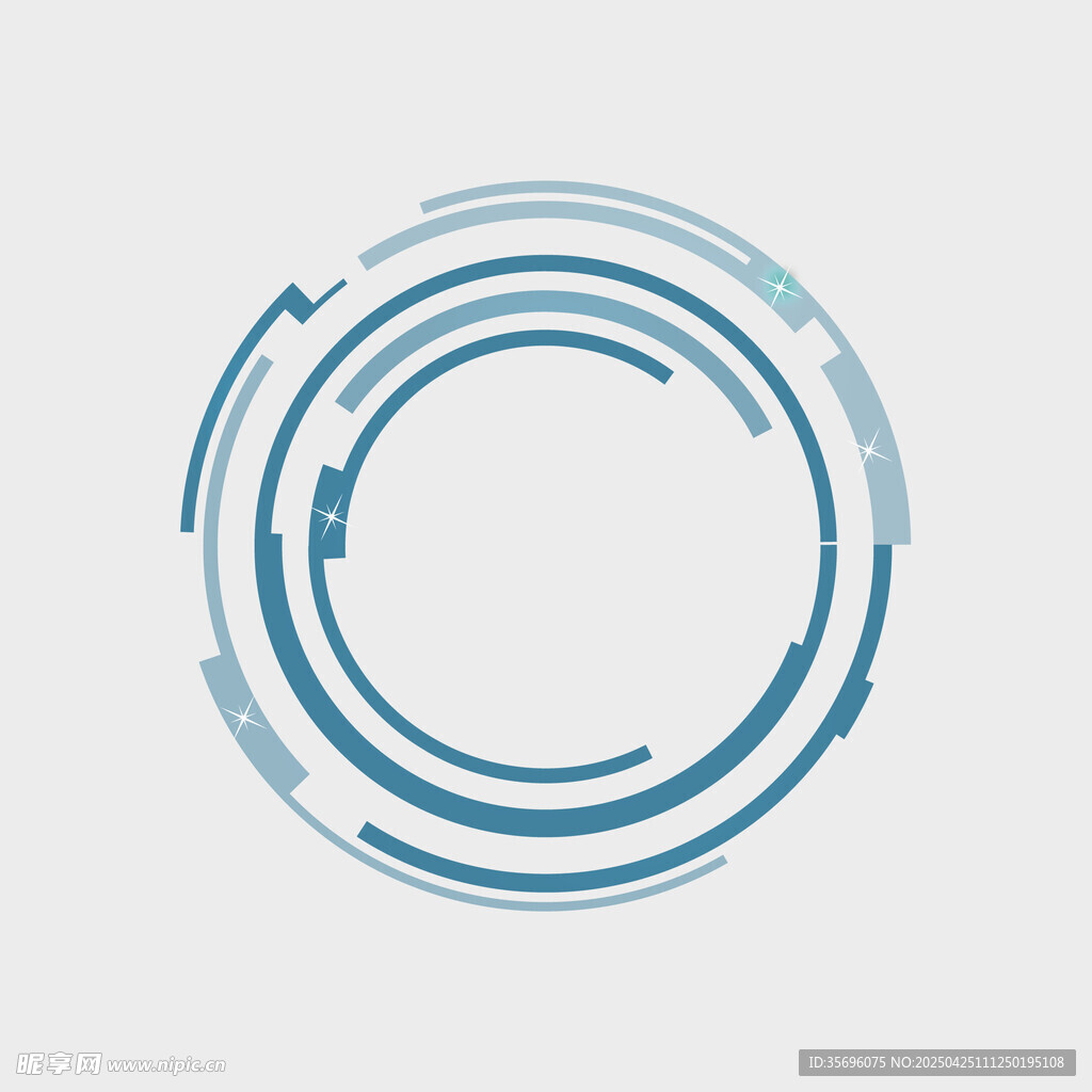 蓝色科技感环形图案元素
