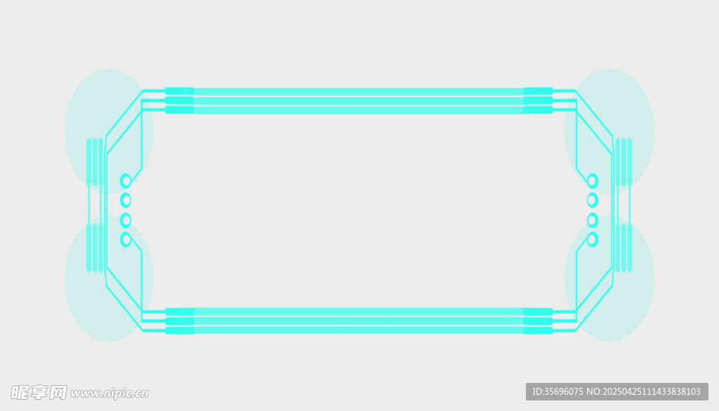 简约蓝绿色几何边框图案