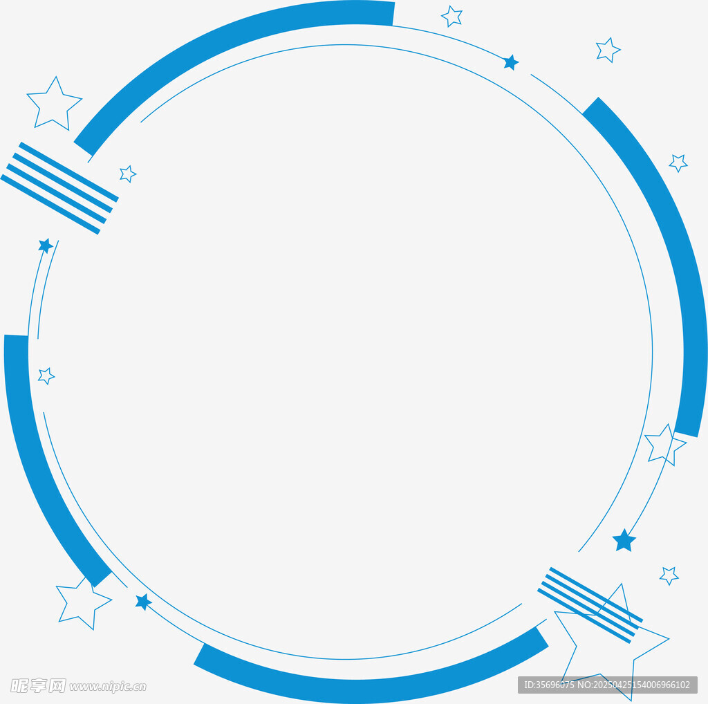 蓝色几何圆形边框装饰元素