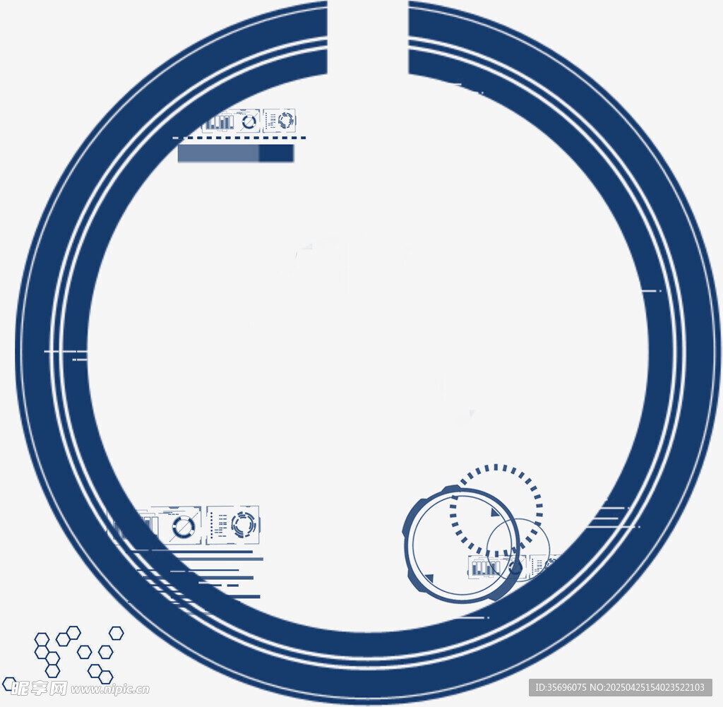 蓝色环形边框设计元素