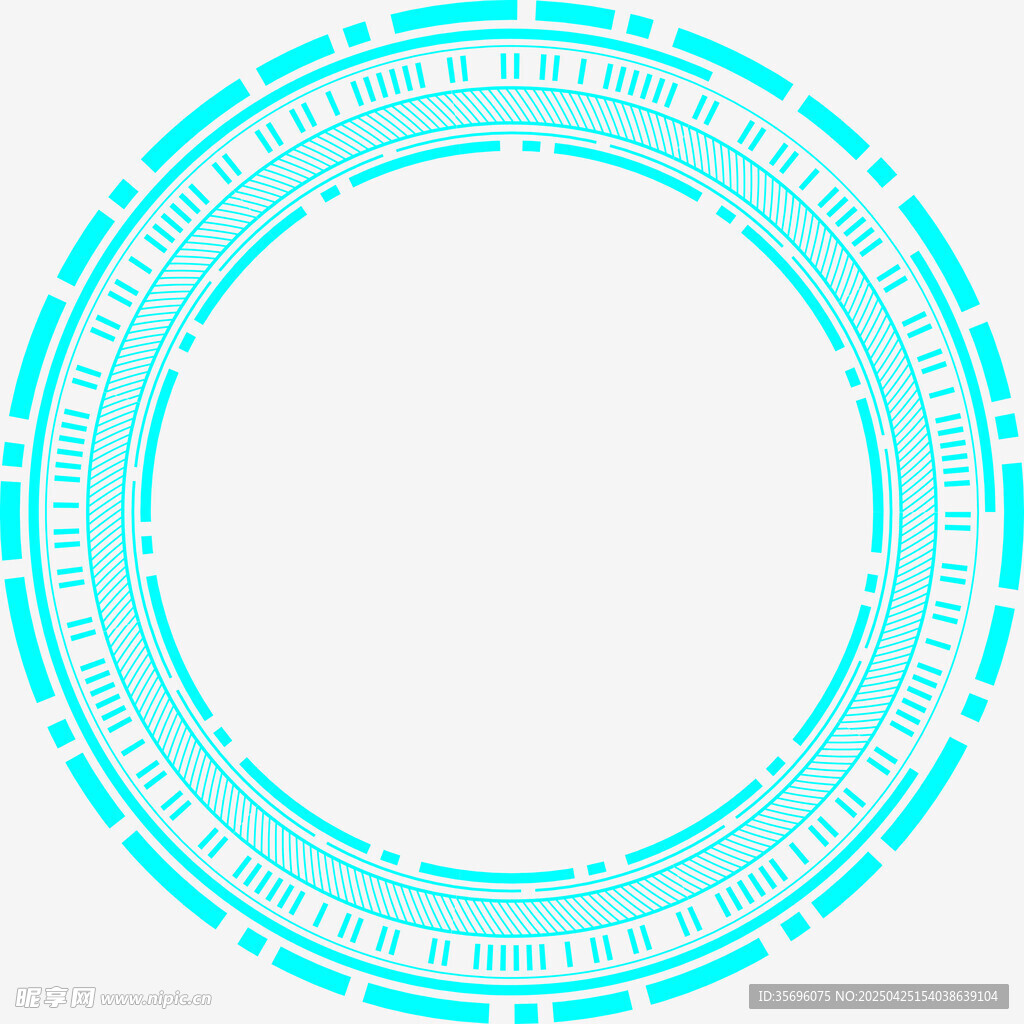 蓝绿色科技感圆形边框元素