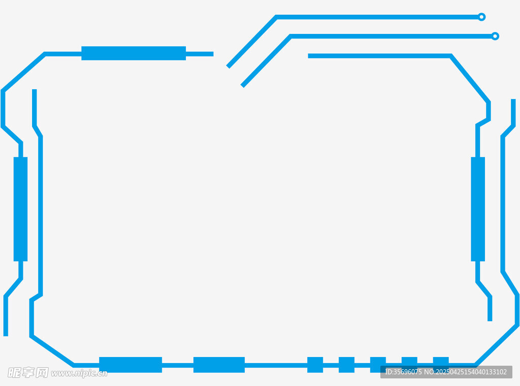 蓝色科技风边框图案设计