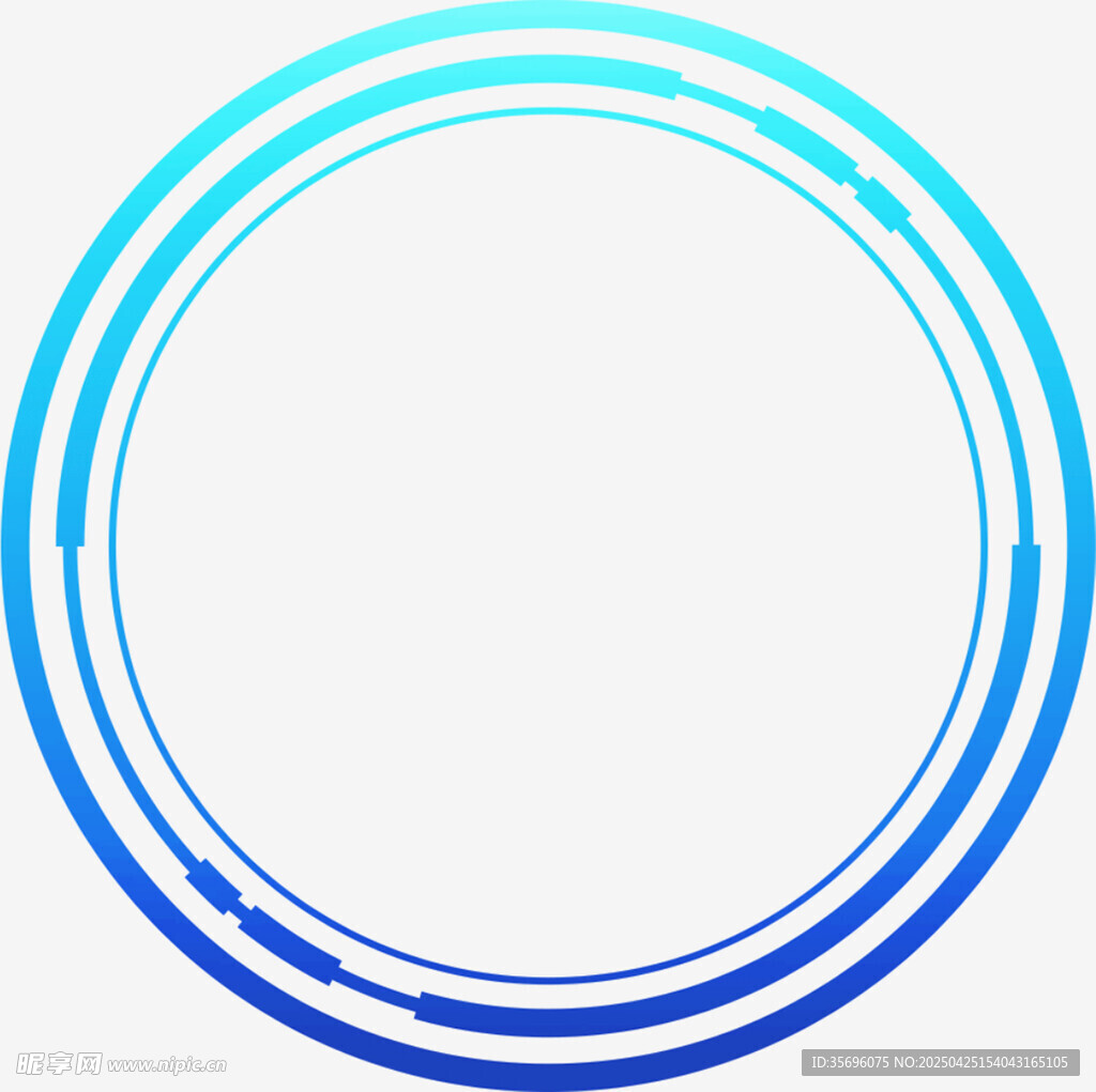 蓝色渐变圆环图形元素