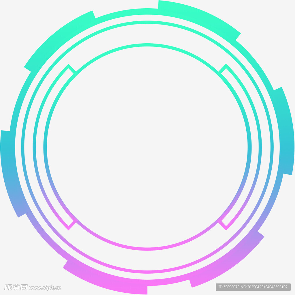 多彩渐变环形科技边框元素