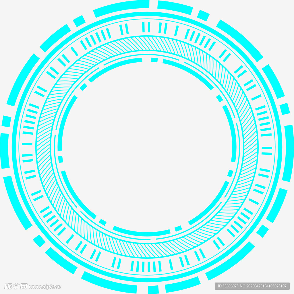 蓝绿色科技风圆形边框图案