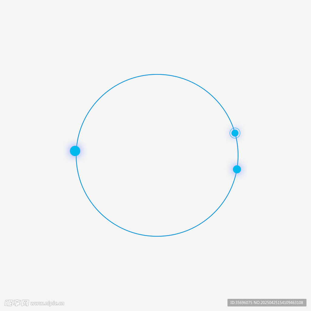 蓝色环形线条与点缀元素