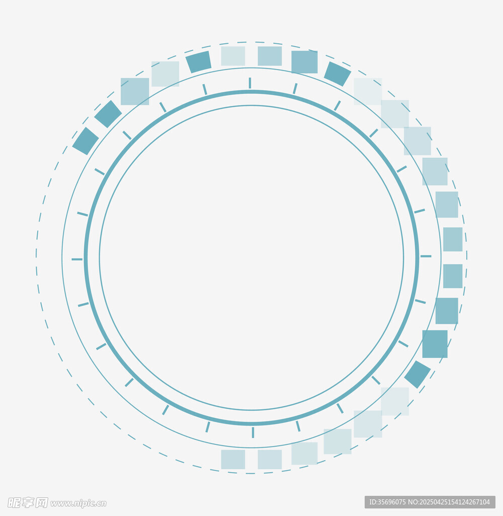 蓝白色圆形科技风边框图案