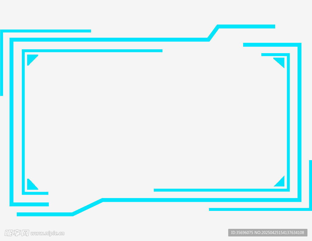 蓝色简约线条边框图形