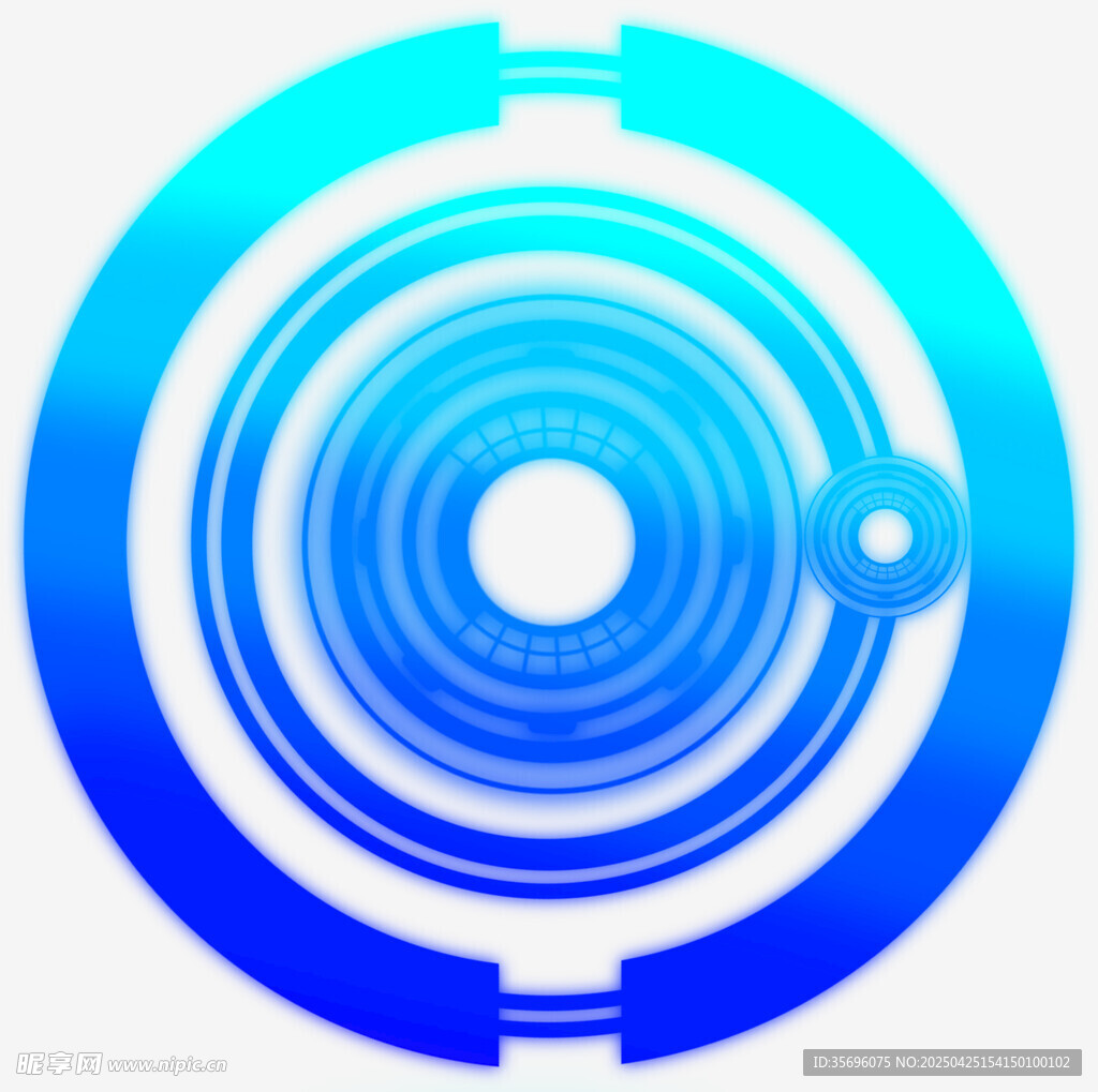 蓝色科技感环形图标设计