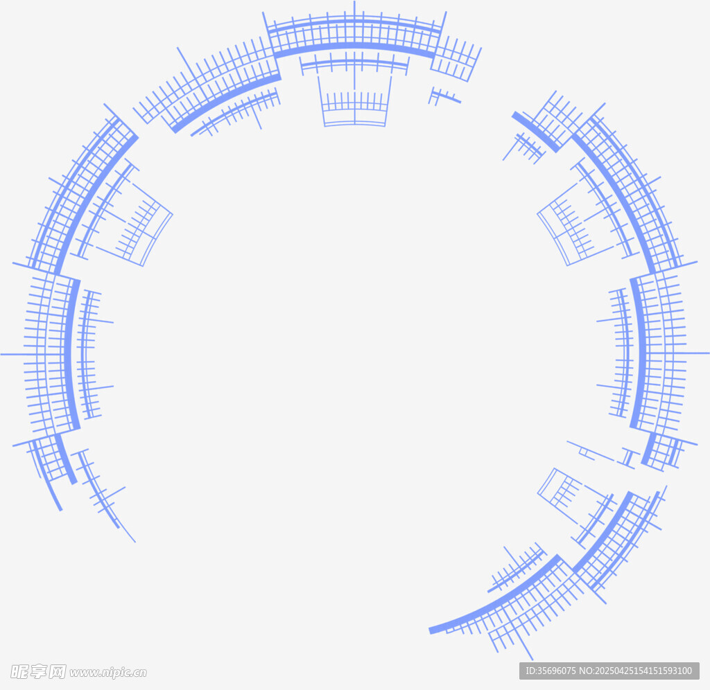 蓝色环形科技线条图案